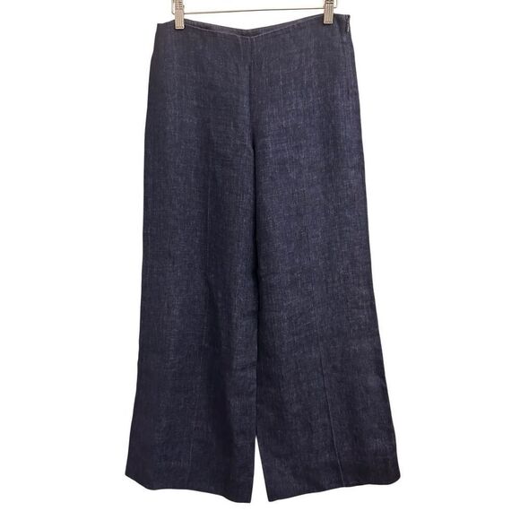 Theory Terena B Wide-Leg Linen Pants size 0 minimalist natural fiber nautical - Picture 3 of 10